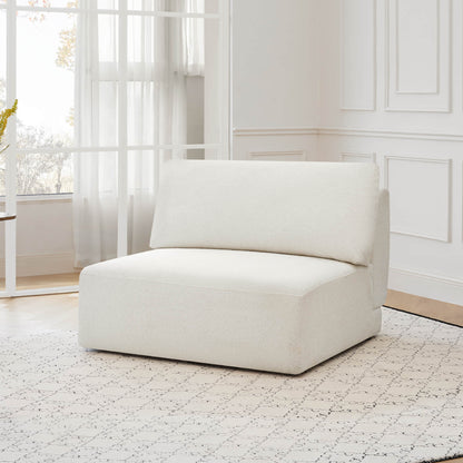 Grace modular armless sofa chair in boucle fabric, creating a cozy living space - CHITA Living