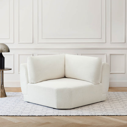 Grace modular corner seat in white boucle fabric for stylish and comfortable living - CHITA Living