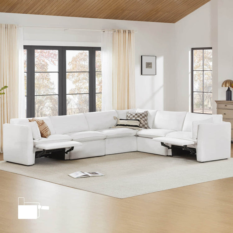 Sophia 6-Piece Feather Power Modular Sofa with Electric Footrests