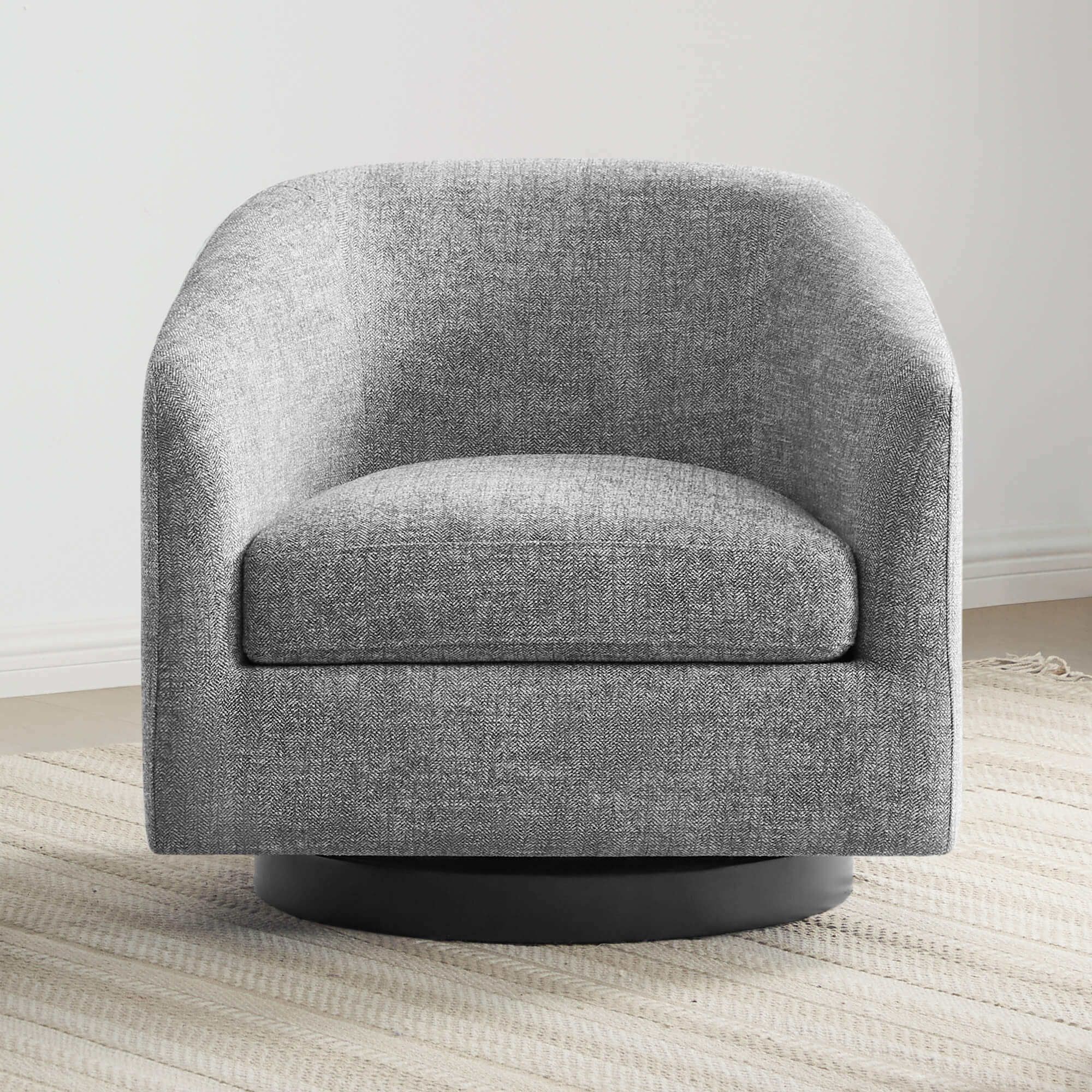 Gray Wren Modern Swivel Accent Chair with soft fabric and round swivel base - CHITA Living