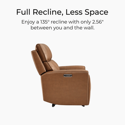 Libonet Modern Genuine Leather Reclining Sofa with Power Headrest
