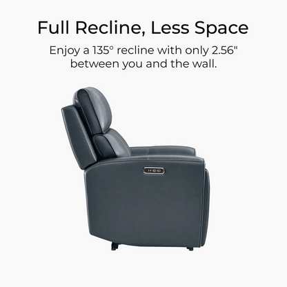 Libonet Modern Genuine Leather Reclining Sofa with Power Headrest