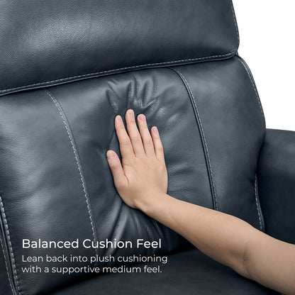 Libonet Modern Genuine Leather Reclining Sofa with Power Headrest