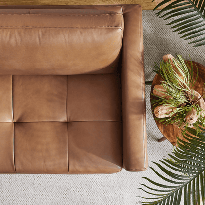 Senan Mid-Century Modern Genuine Leather Armchair