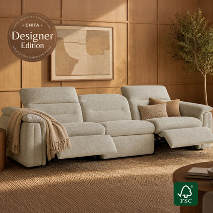 Elora Cloud-Soft Deep Lounge 3-Seater Reclining Sofa with Power Headrest
