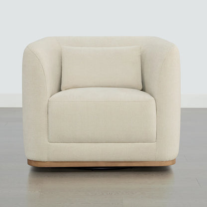 Corinne Curved Leather Swivel Accent Chair