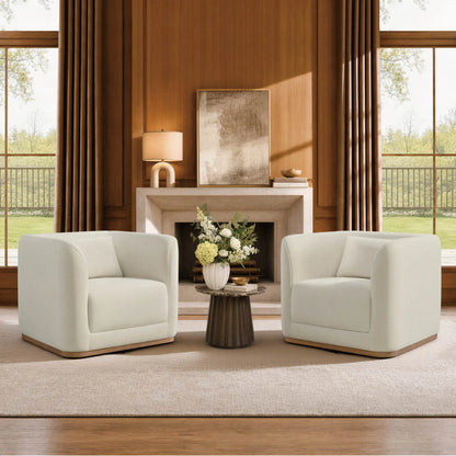 Corinne Curved Leather Swivel Accent Chair