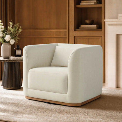 Corinne Curved Leather Swivel Accent Chair