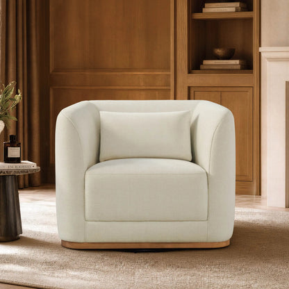 Corinne Curved Leather Swivel Accent Chair