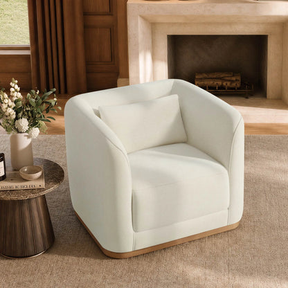 Corinne Curved Leather Swivel Accent Chair
