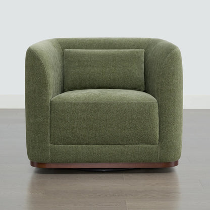 Corinne Curved Leather Swivel Accent Chair
