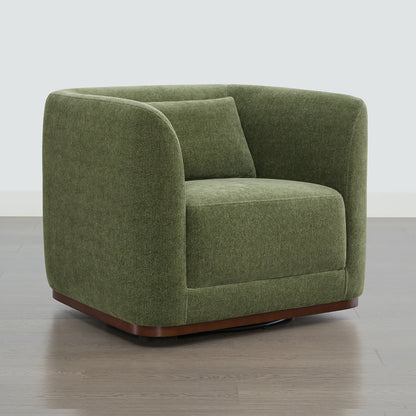 Corinne Curved Leather Swivel Accent Chair