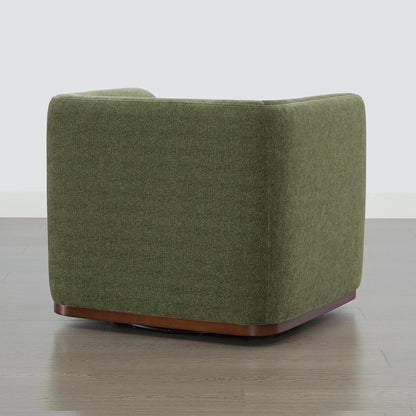 Corinne Curved Leather Swivel Accent Chair