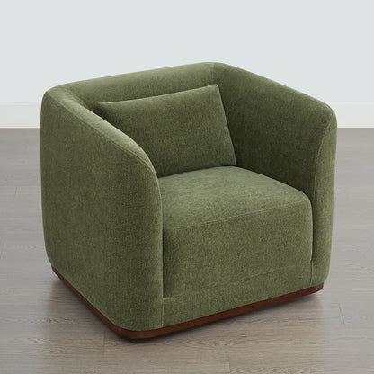 Corinne Curved Leather Swivel Accent Chair