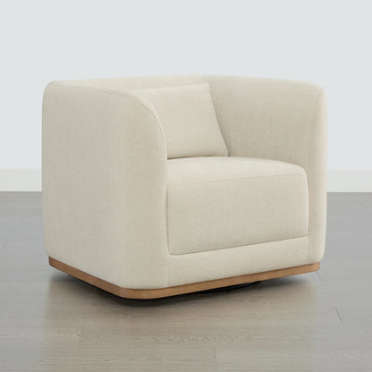 Corinne Curved Leather Swivel Accent Chair