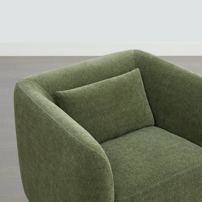 Corinne Curved Leather Swivel Accent Chair