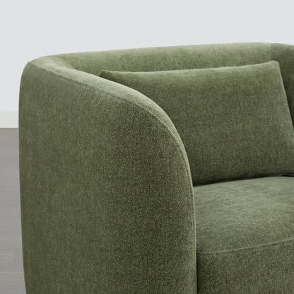 Corinne Curved Leather Swivel Accent Chair