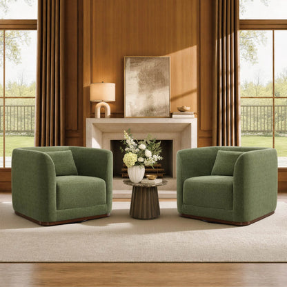 Corinne Curved Leather Swivel Accent Chair