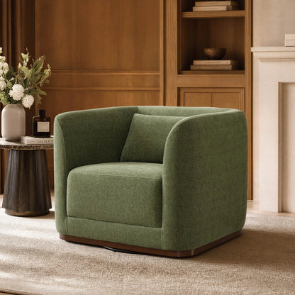 Corinne Curved Leather Swivel Accent Chair