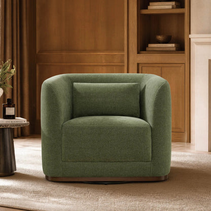 Corinne Curved Leather Swivel Accent Chair