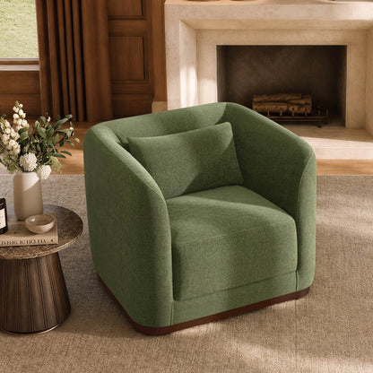 Corinne Curved Leather Swivel Accent Chair