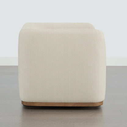 Corinne Curved Leather Swivel Accent Chair
