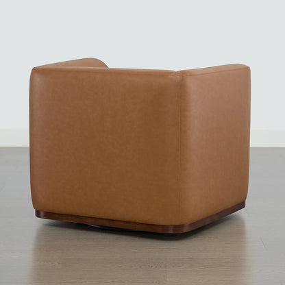 Corinne Curved Leather Swivel Accent Chair