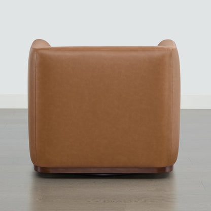 Corinne Curved Leather Swivel Accent Chair