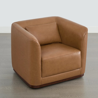 Corinne Curved Leather Swivel Accent Chair