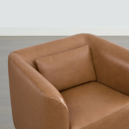 Corinne Curved Leather Swivel Accent Chair