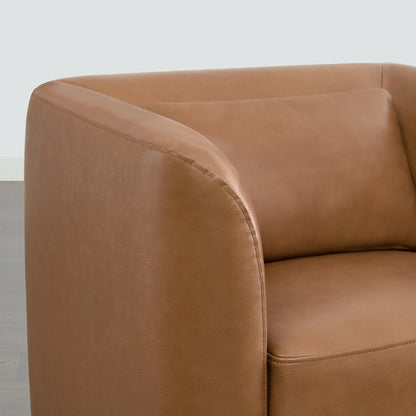 Corinne Curved Leather Swivel Accent Chair