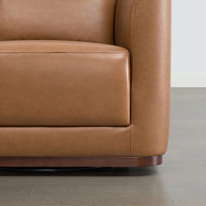 Corinne Curved Leather Swivel Accent Chair