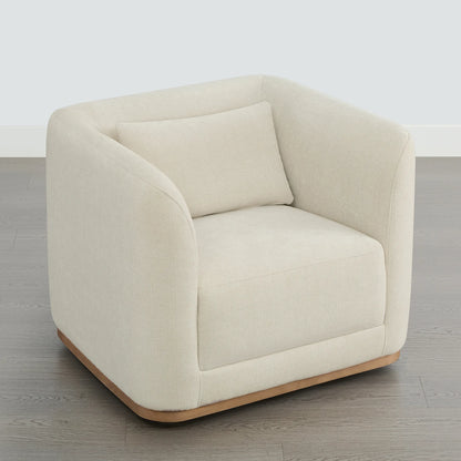 Corinne Curved Leather Swivel Accent Chair