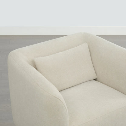 Corinne Curved Leather Swivel Accent Chair