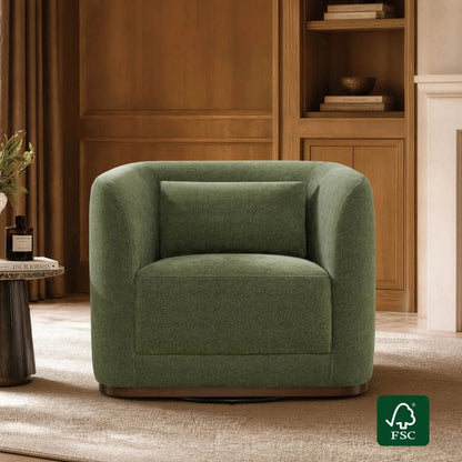Corinne Curved Leather Swivel Accent Chair
