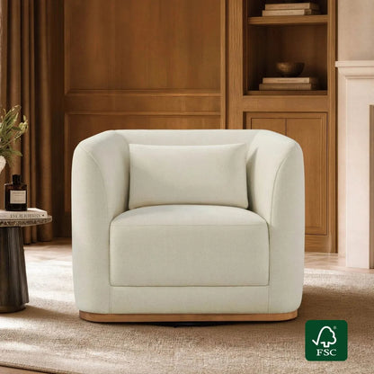 Corinne Curved Leather Swivel Accent Chair