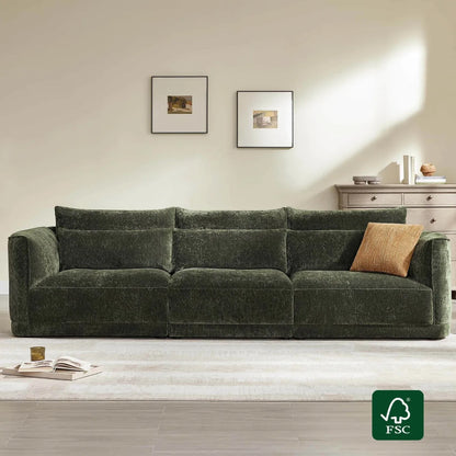 Daisy 3-Seat Modular Curved Chenille Sofa with Down-Filled Cushions