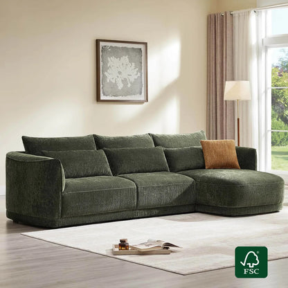 Daisy 3-Seat Modular Curved Chenille Sectional Sofa with Chaise and Down-Filled