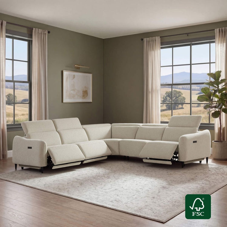 Diya Soft & Breathable 5-Seater Reclining Sofa with Power Headrest