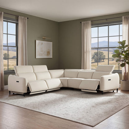 Diya Soft & Breathable 5-Seater Reclining Sofa with Power Headrest