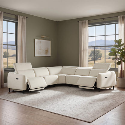 Diya Soft & Breathable 5-Seater Reclining Sofa with Power Headrest