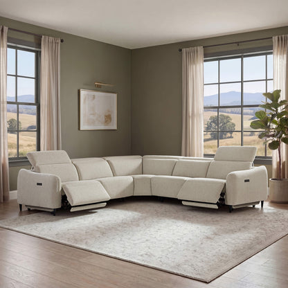 Diya Soft & Breathable 5-Seater Reclining Sofa with Power Headrest