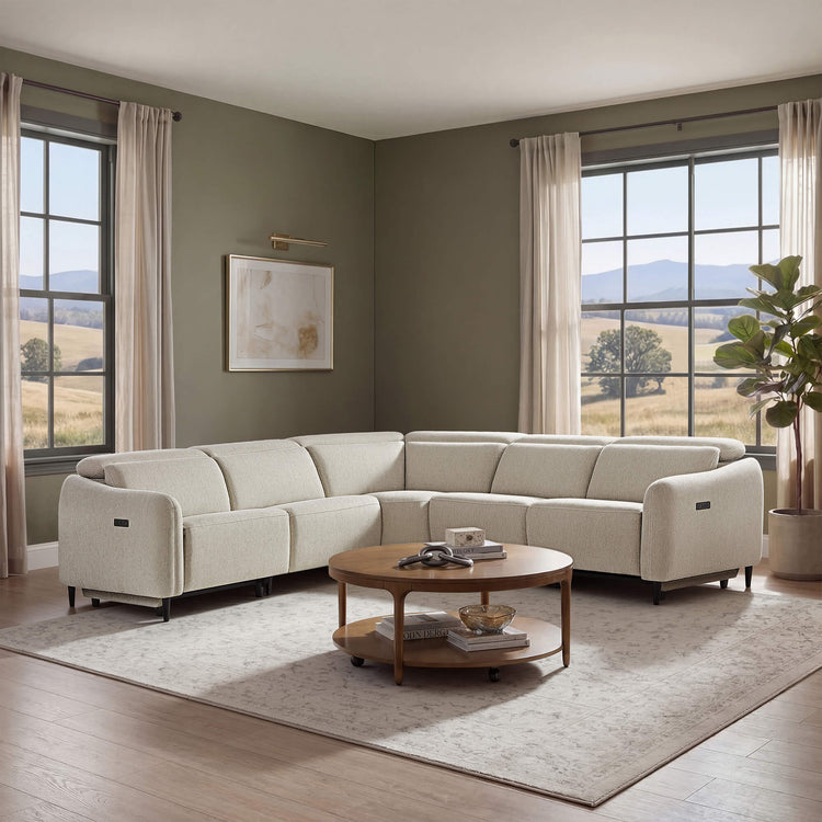 Diya Soft & Breathable 5-Seater Reclining Sofa with Power Headrest