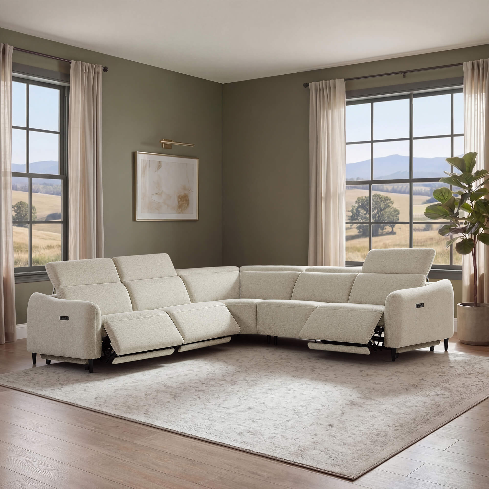 Diya Soft & Breathable 5-Seater Reclining Sofa with Power Headrest