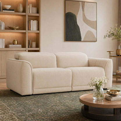 Elaine Modern Curved Performance Fabric 2 Seater Reclining Sofa