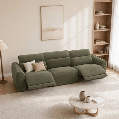 Elaine Modern Curved Performance Fabric 3 Seater Reclining Sofa