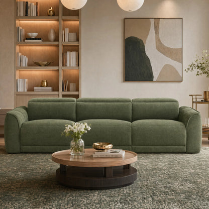 Elaine Modern Curved Performance Fabric 3 Seater Reclining Sofa
