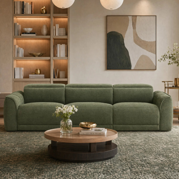 Elaine Modern Curved Performance Fabric 3 Seater Reclining Sofa