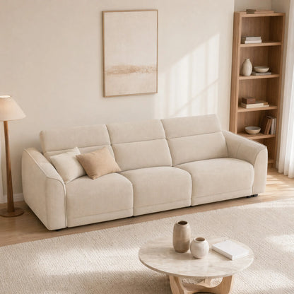 Elaine Modern Curved Performance Fabric 3 Seater Reclining Sofa