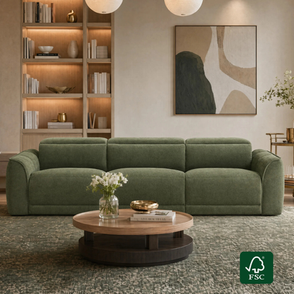 Elaine Modern Curved Performance Fabric 3 Seater Reclining Sofa